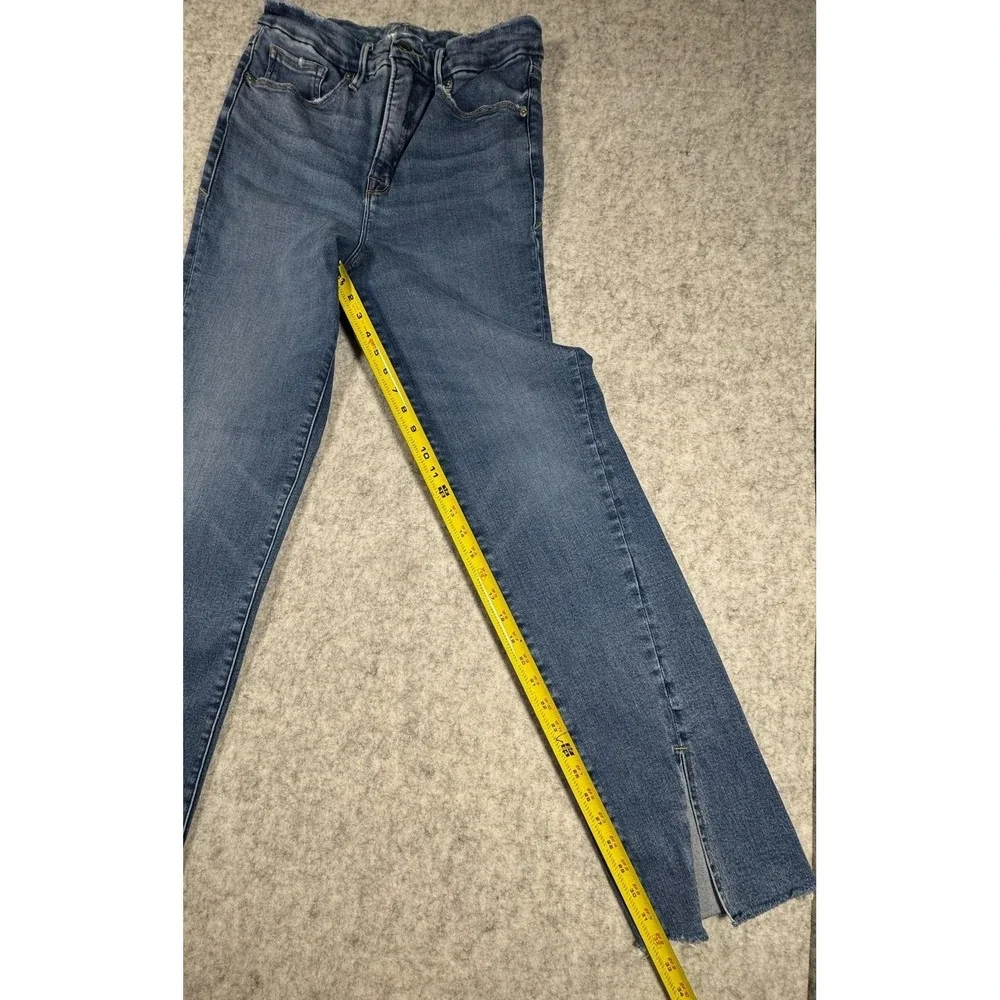 Good American Good Boy Jeans Womens 8/29 Blue Med Wash Stretch Raw Hem
